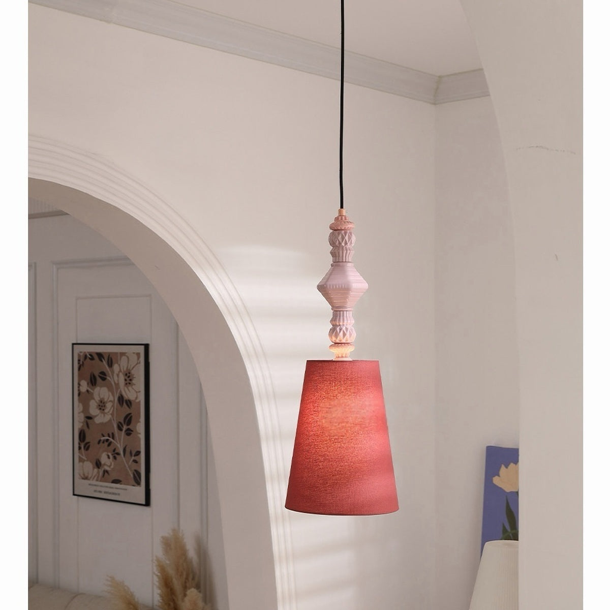 Pastel Fog-Glaze Pink Ceramic Mini Pendant