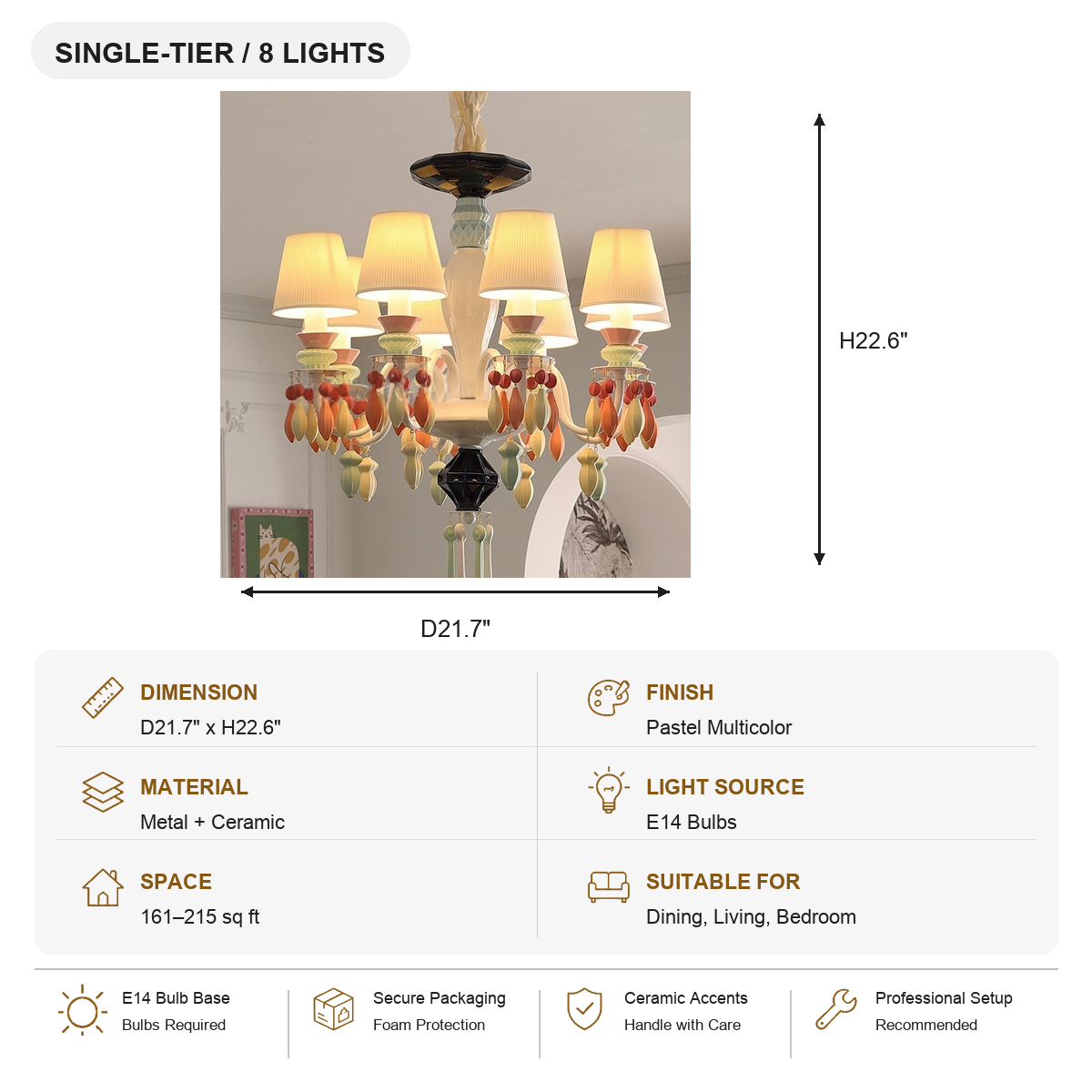 Pastel Ceramic Single-Tier Chandelier
