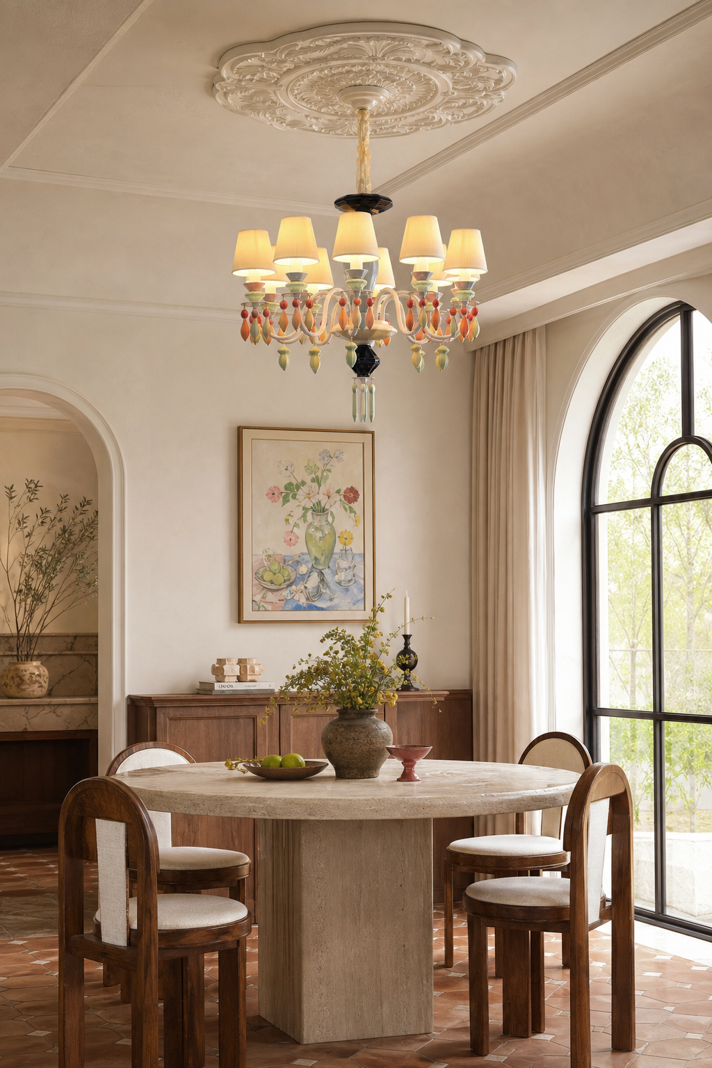 
Pastel Ceramic Single-Tier Chandelier