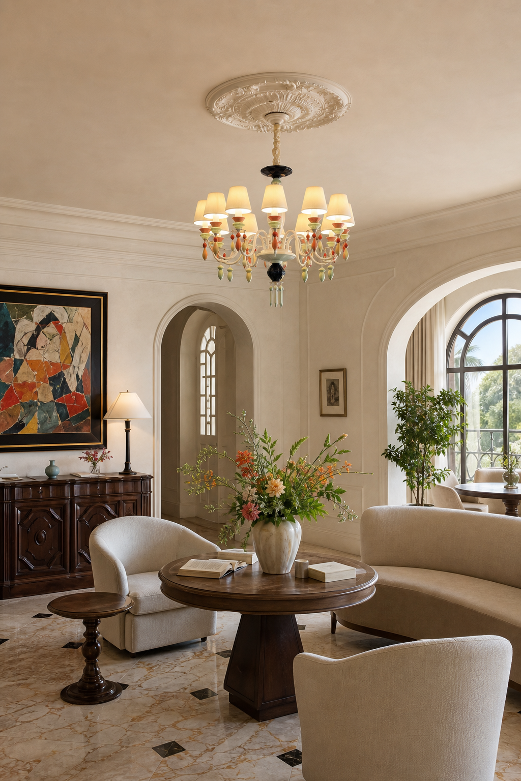 
Pastel Ceramic Single-Tier Chandelier