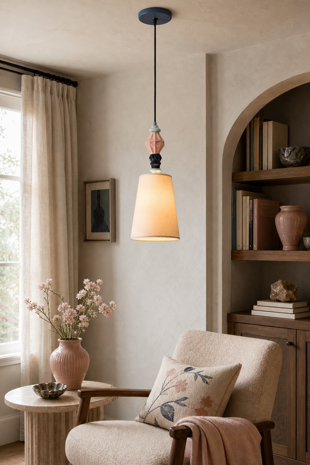 
Pastel Fog-Glaze Pink Ceramic Mini Pendant