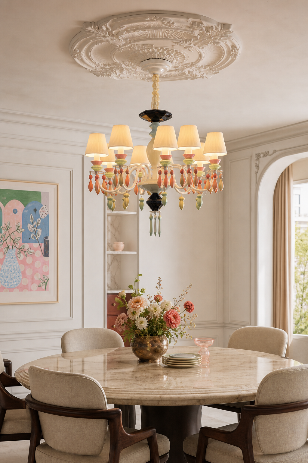 
Pastel Ceramic Single-Tier Chandelier