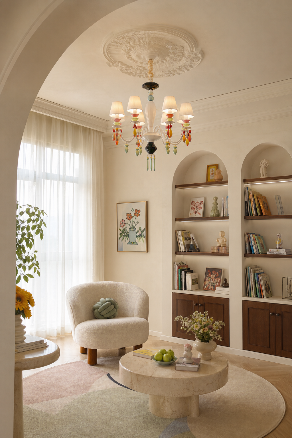 
Pastel Ceramic Single-Tier Chandelier