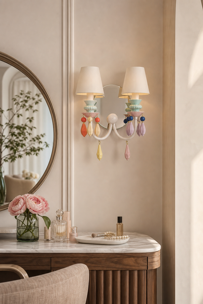Pastel Ceramic Two-Light Wall Sconce
