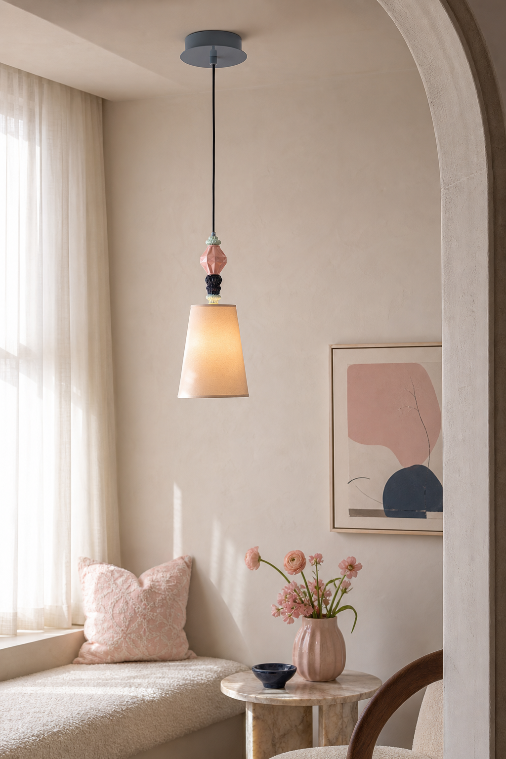 
Pastel Fog-Glaze Pink Ceramic Mini Pendant