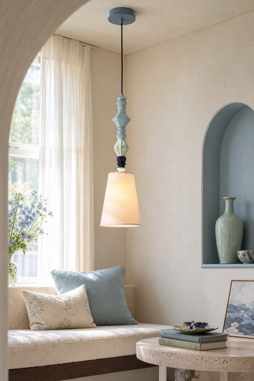 
Pastel Cloud-Glaze Blue Ceramic Mini Pendant