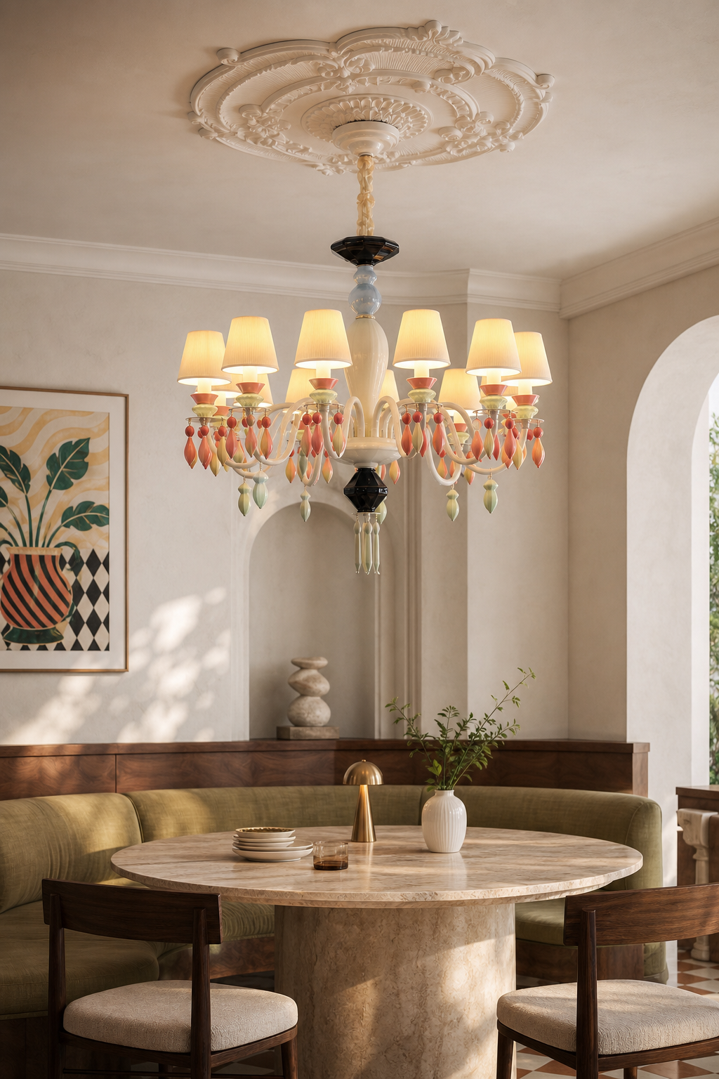 
Pastel Ceramic Single-Tier Chandelier