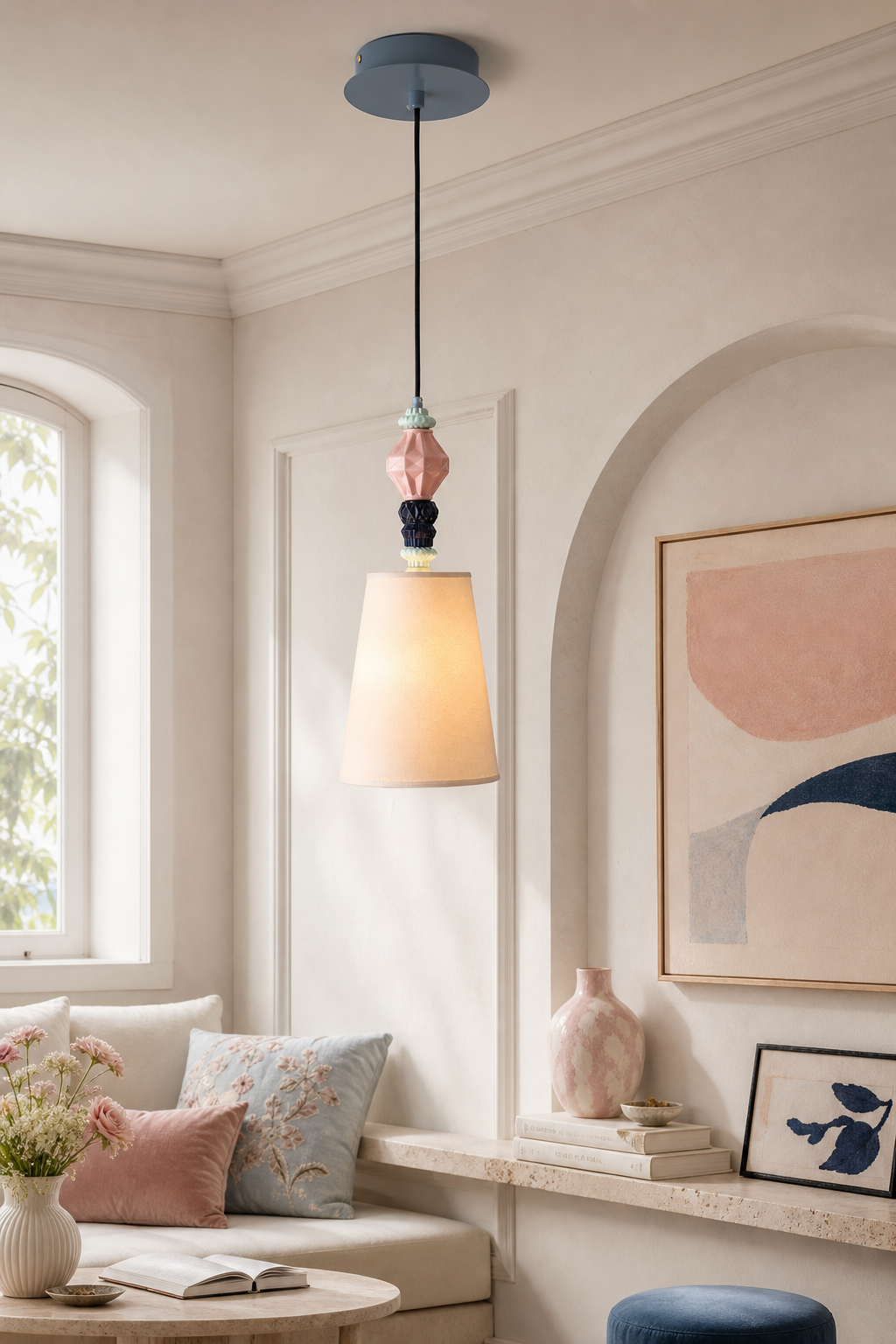 
Pastel Fog-Glaze Pink Ceramic Mini Pendant