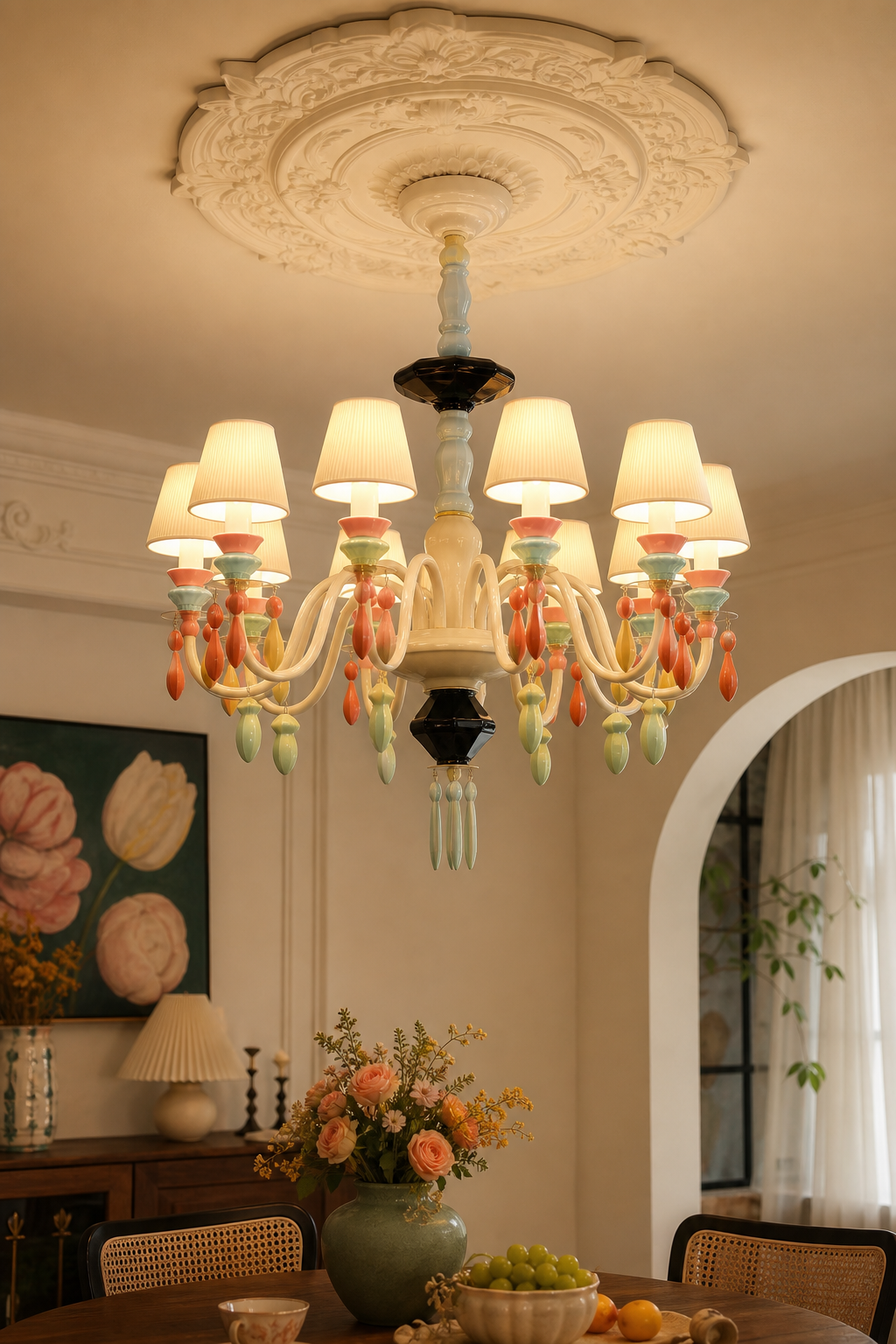 
Pastel Ceramic Single-Tier Chandelier